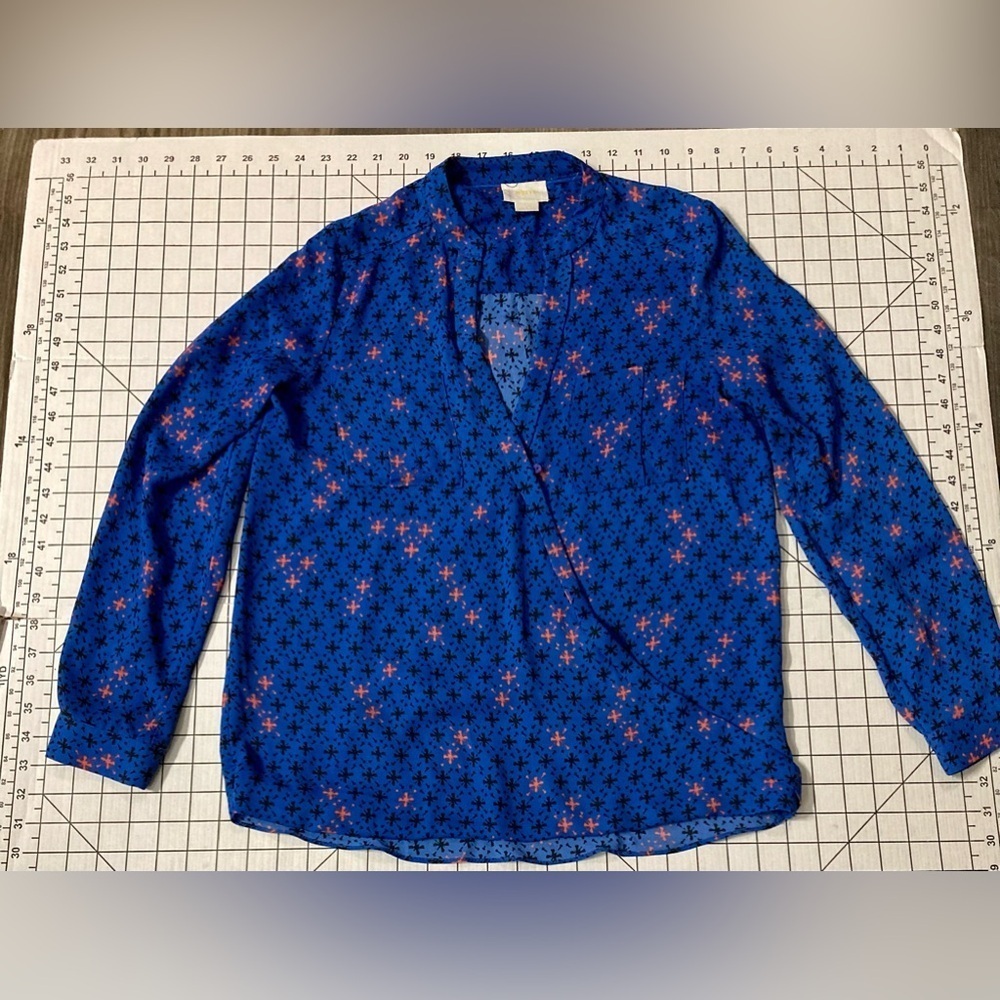 Maeve by Anthropologie Women’s Size 0‎ Blue Long Sleeve Blouse